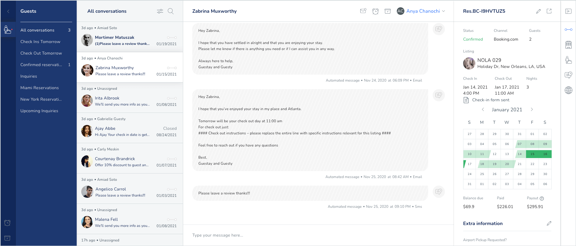 All your short-term property rental communication in one place