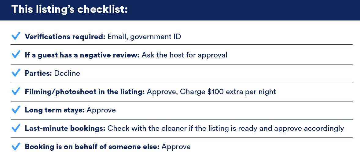 Your criteria for short-term rental guest approval