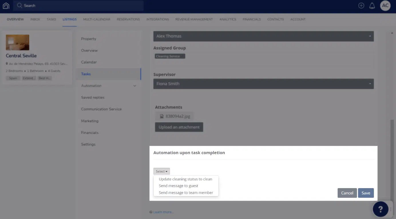 Create automation to be done upon the task's completion