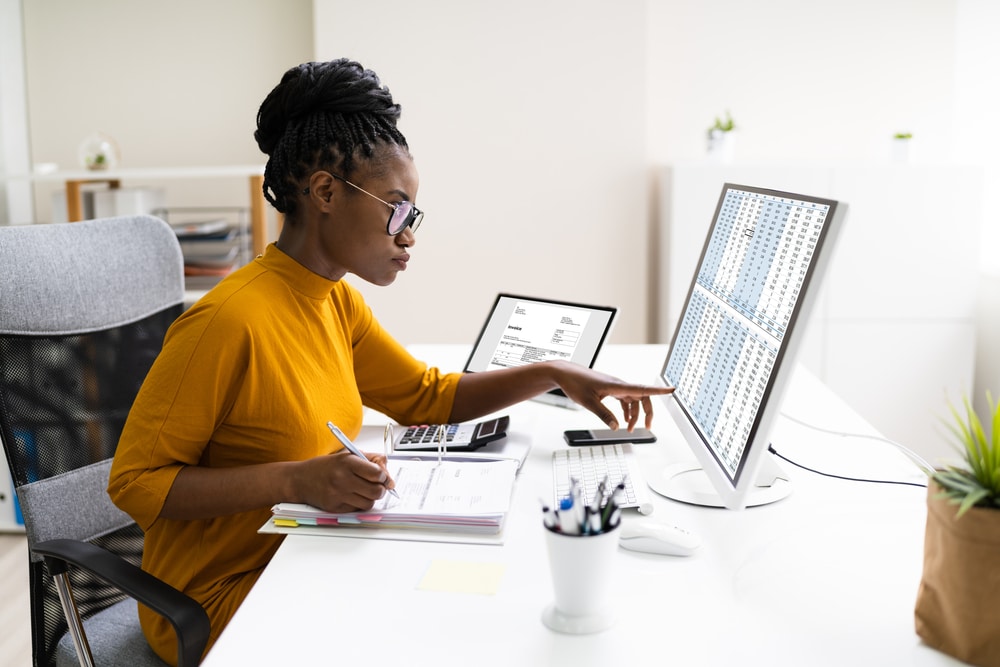 Woman working with computer